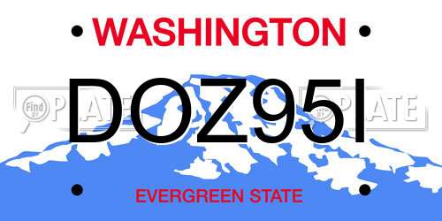 DOZ95I Washington License Plate