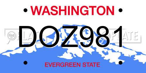 DOZ981 Washington License Plate