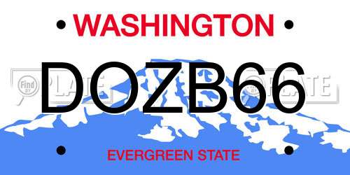 DOZB66 Washington License Plate