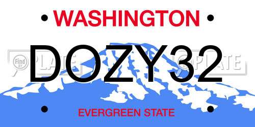 DOZY32 Washington License Plate