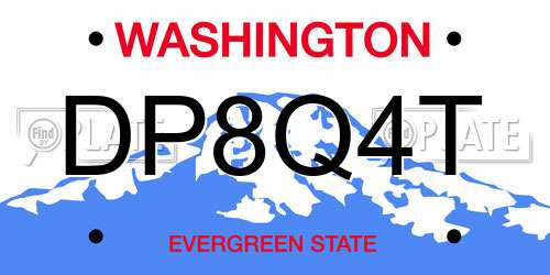DP8Q4T Washington License Plate