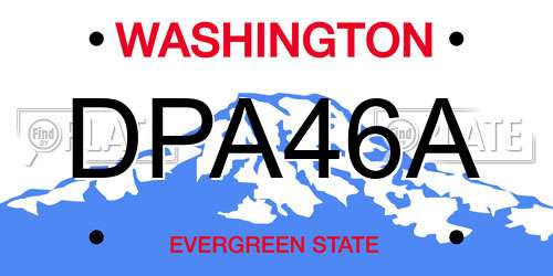 DPA46A Washington License Plate