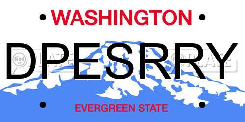 DPESRRY Washington License Plate