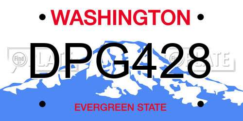 DPG428 Washington License Plate