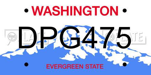 DPG475 Washington License Plate