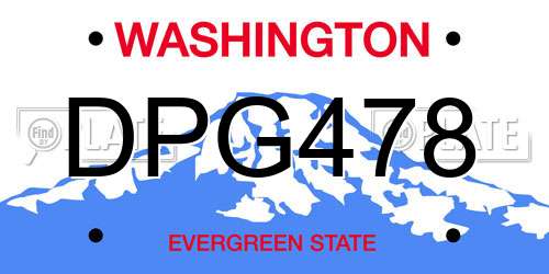 DPG478 Washington License Plate