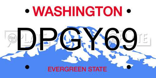 DPGY69 Washington License Plate