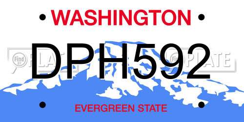 DPH592 Washington License Plate
