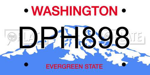 DPH898 Washington License Plate