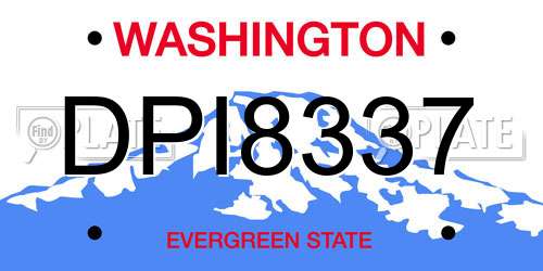 DPI8337 Washington License Plate