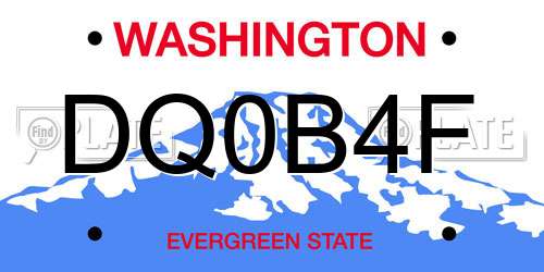 DQ0B4F Washington License Plate