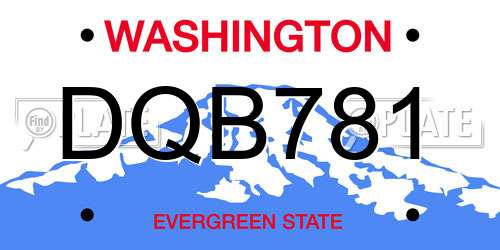 DQB781 Washington License Plate