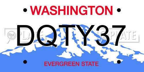 DQTY37 Washington License Plate