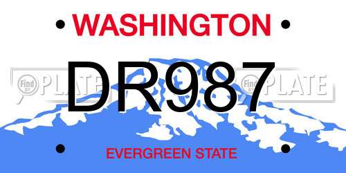 DR987 Washington License Plate