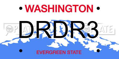DRDR3 Washington License Plate