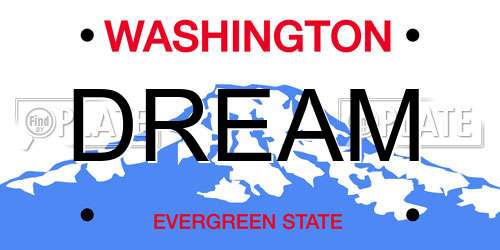 DREAM Washington License Plate
