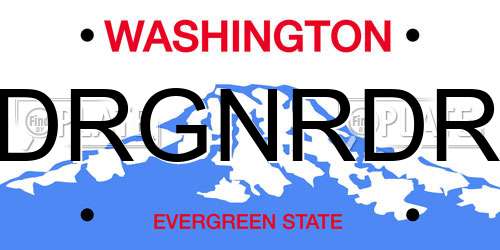 DRGNRDR Washington License Plate