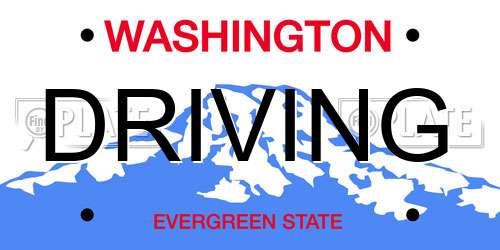 DRIVING Washington License Plate