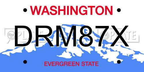 DRM87X Washington License Plate