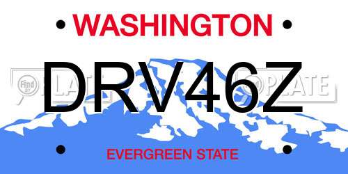 DRV46Z Washington License Plate