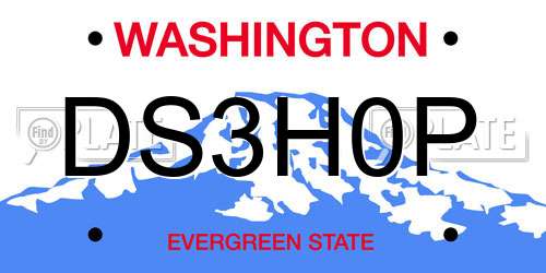 DS3H0P Washington License Plate