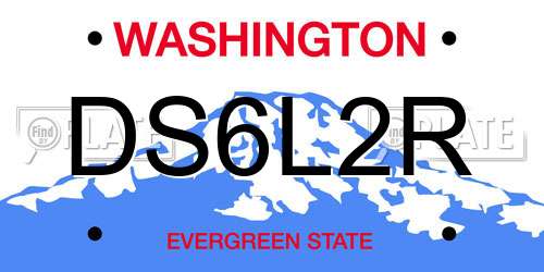 DS6L2R Washington License Plate