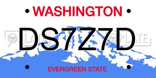 DS7Z7D Washington License Plate