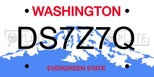 DS7Z7Q Washington License Plate