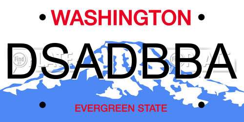 DSADBBA Washington License Plate
