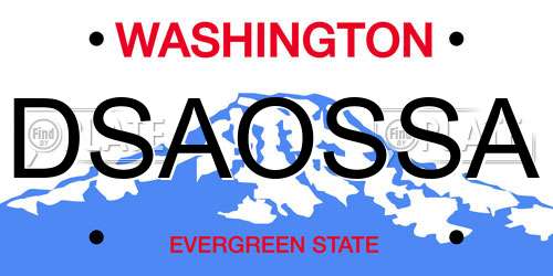 DSAOSSA Washington License Plate