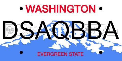 DSAQBBA Washington License Plate