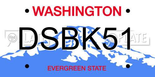 DSBK51 Washington License Plate