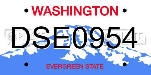 DSE0954 Washington License Plate