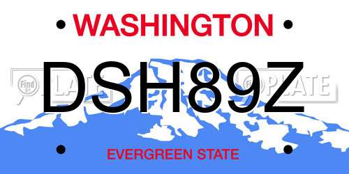 DSH89Z Washington License Plate