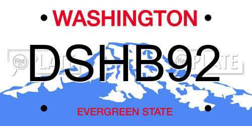 DSHB92 Washington License Plate