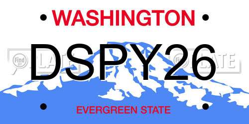 DSPY26 Washington License Plate