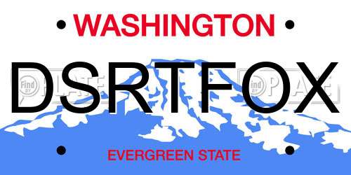 DSRTFOX Washington License Plate