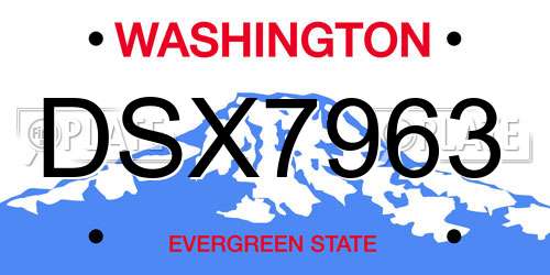 DSX7963 Washington License Plate