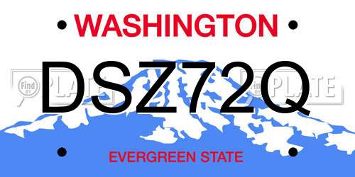 DSZ72Q Washington License Plate