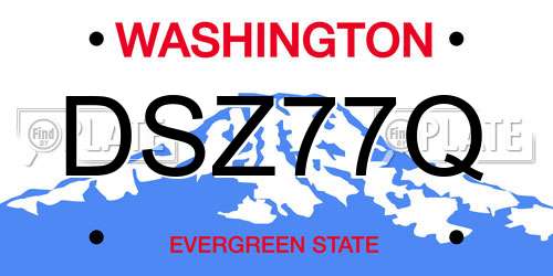 DSZ77Q Washington License Plate