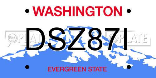 DSZ87I Washington License Plate