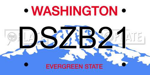 DSZB21 Washington License Plate
