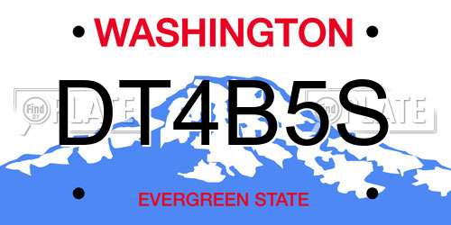 DT4B5S Washington License Plate