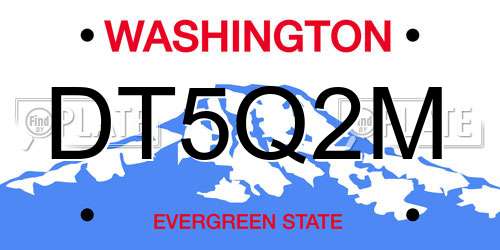 DT5Q2M Washington License Plate