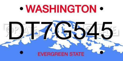 DT7G545 Washington License Plate