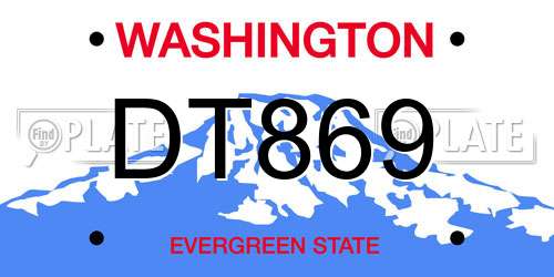DT869 Washington License Plate