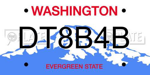 DT8B4B Washington License Plate