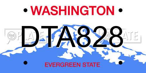 DTA828 Washington License Plate