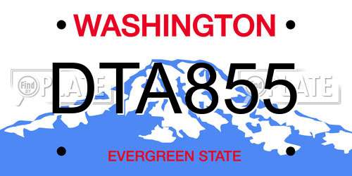 DTA855 Washington License Plate