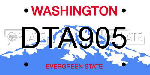 DTA905 Washington License Plate
